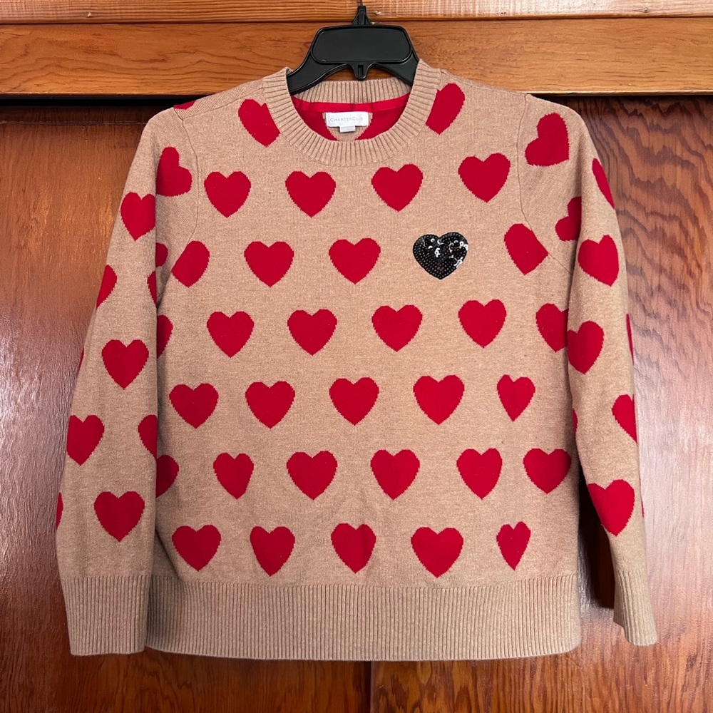 Character Club Heart Sweater SZ L